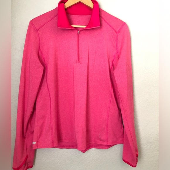 Danskin Dri More pink fuchsia long sleeve thumb holes sport zip pullover Large? - Picture 1 of 7